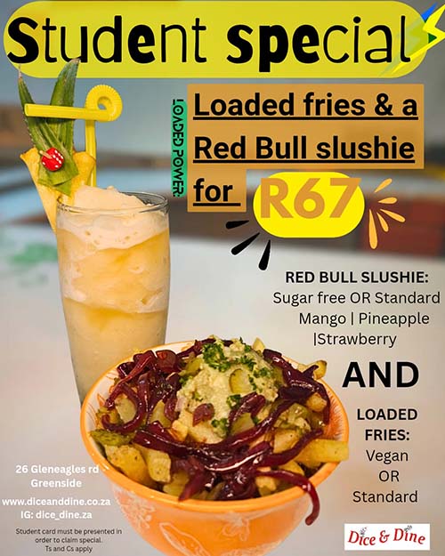 Student Special Loaded Fries Redbull Slushie